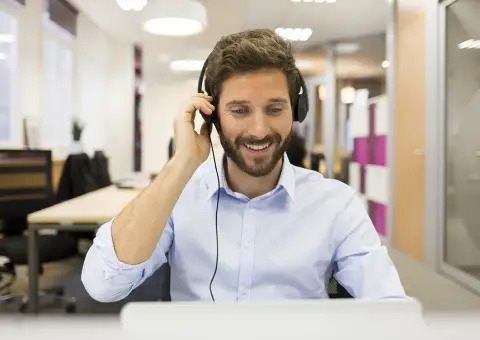 Smiling Businessman in the office on video conference headset Stock image 0 Tips to prepare for an interview