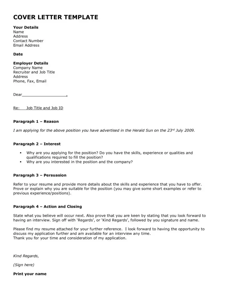 Cover letter 1 Free Download CV Cover Letter Templates