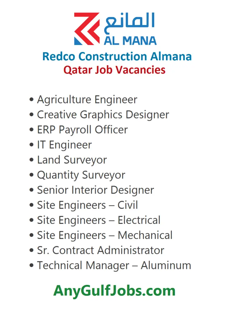 Redco Construction Almana Qatar Job Vacancies