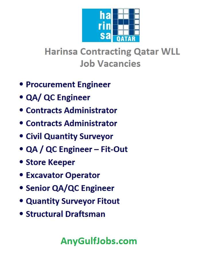 Harinsa Contracting Company Qatar WLL – Engineering Job Vacancies in Qatar