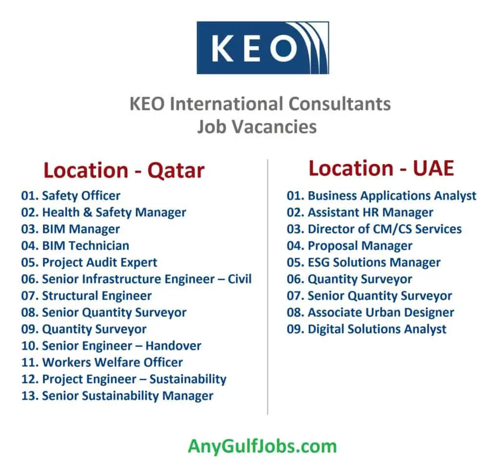 KEO International Consultants Job Vacancies