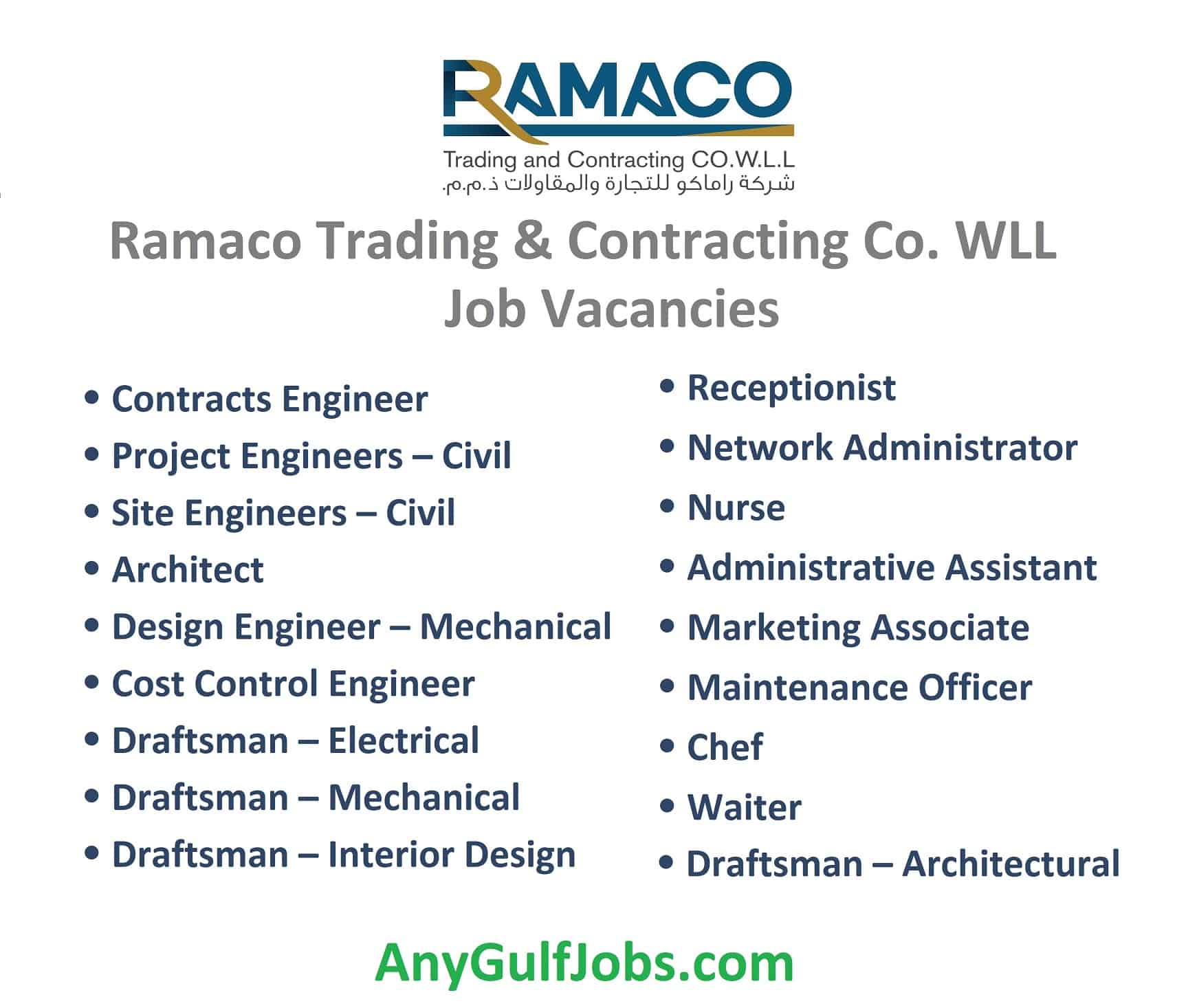 Ramaco Trading & Contracting – Qatar Job Vacancies