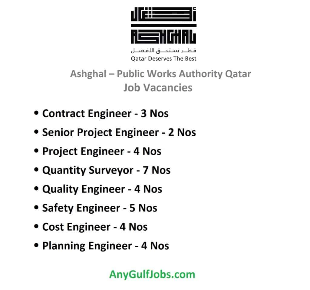 Ashghal – Public Works Authority Qatar - Engineering Job Vacancies in Qatar