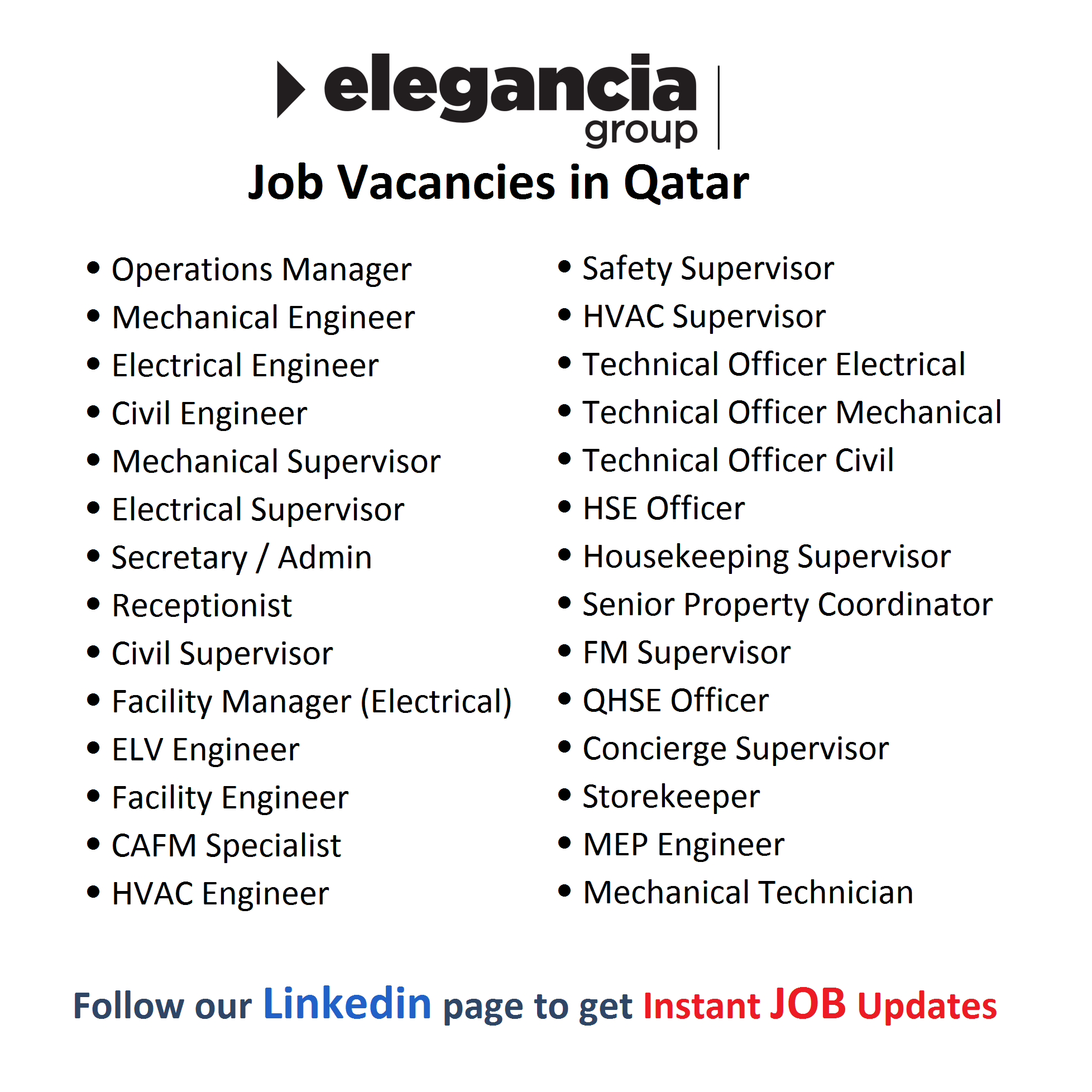 Elegancia Group - Engineering Job Vacancies in Qatar