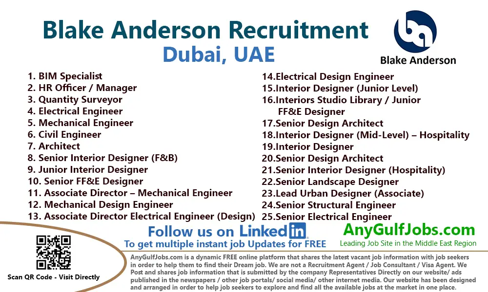 Blake Anderson Recruitment - Job Vacancies - UAE