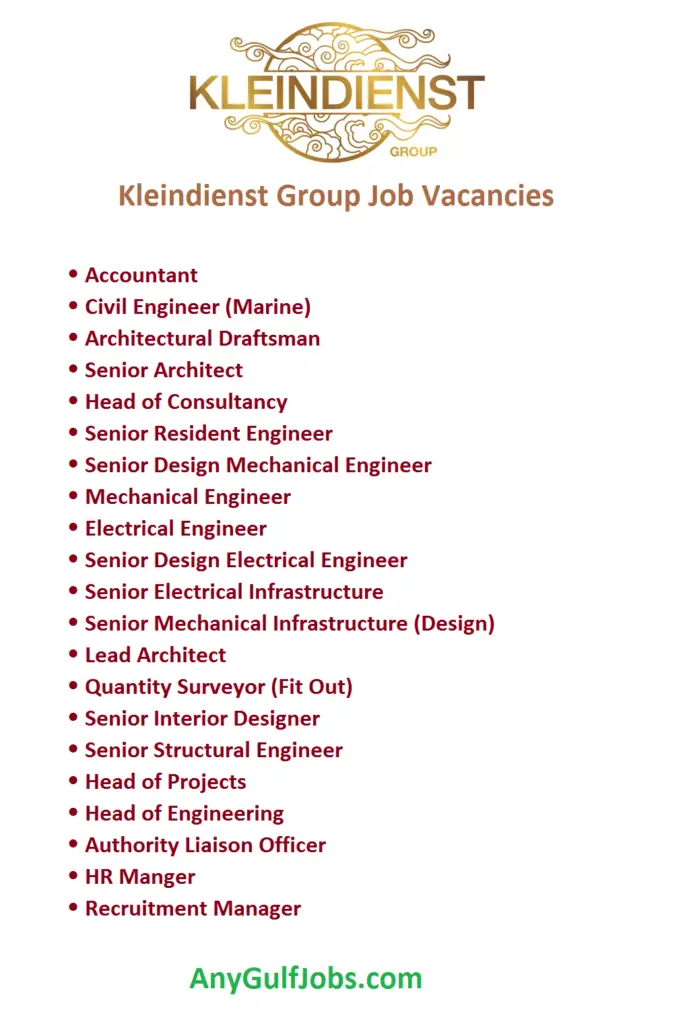 Kleindienst Group Job Vacancies - Dubai - UAE
