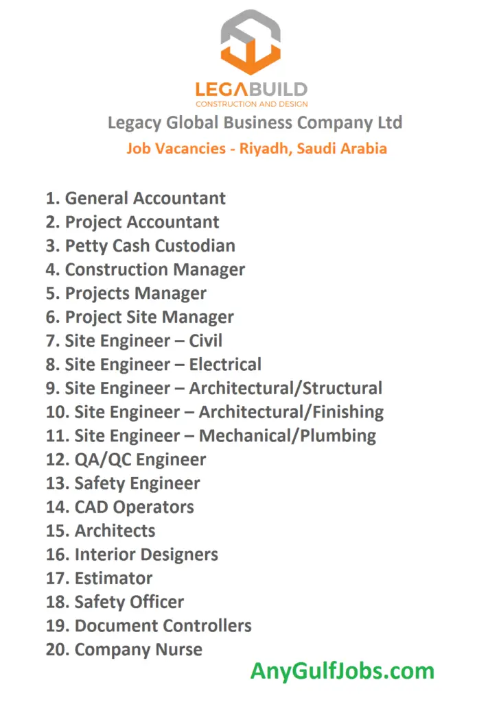 Legacy Global Business Company Ltd Job Vacancies - Riyadh, Saudi Arabia