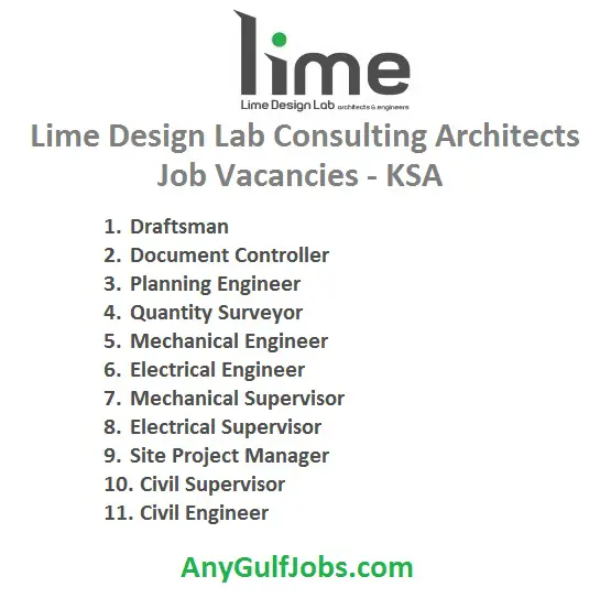 Lime Design Lab Consulting Architects - Job Vacancies - KSA