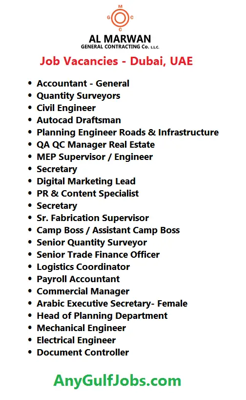 Middle Al Marwan Group Holding Job Vacancies - Dubai, UAE