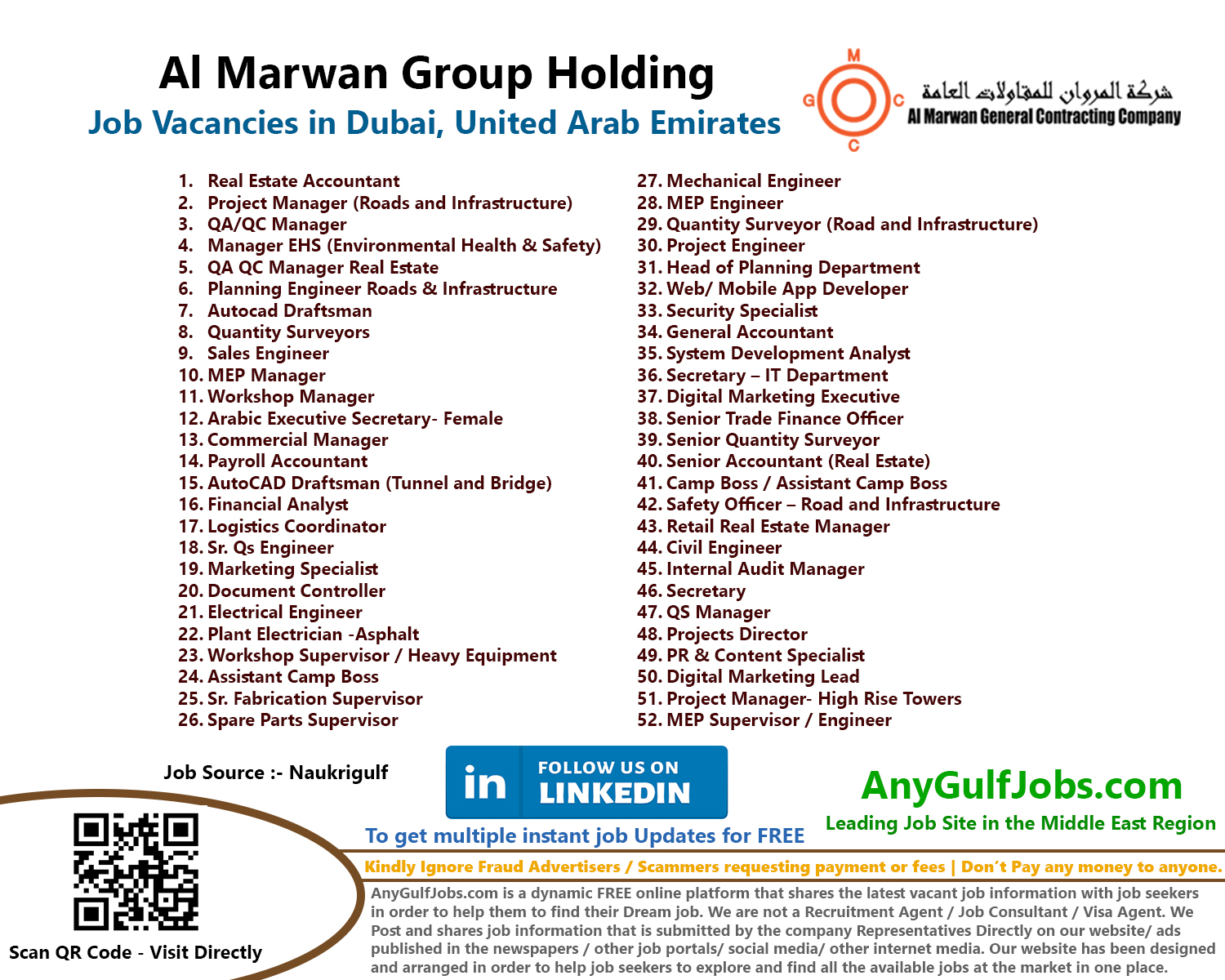 Al Marwan Group Holding Job Vacancies - Dubai, UAE