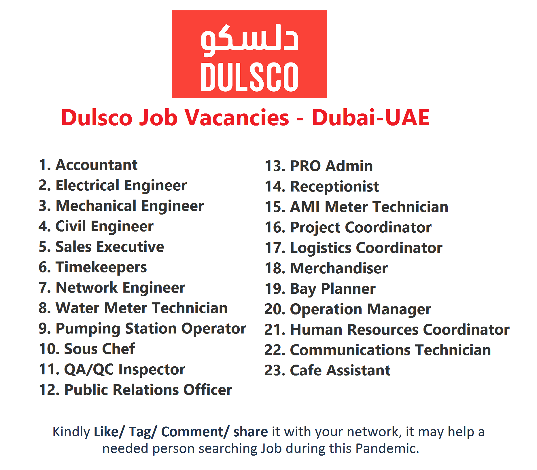 Dulsco Job Vacancies - Dubai, United Arab Emirates