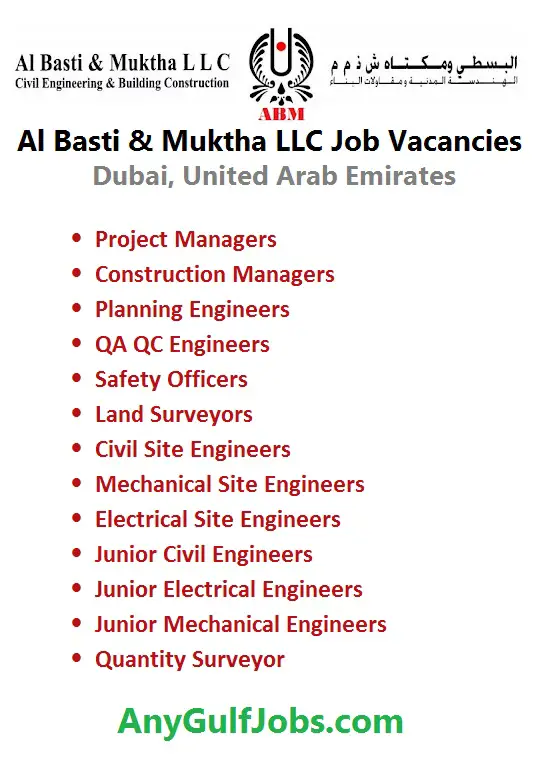 Al Basti & Muktha LLC Job Vacancies in Dubai, United Arab Emirates