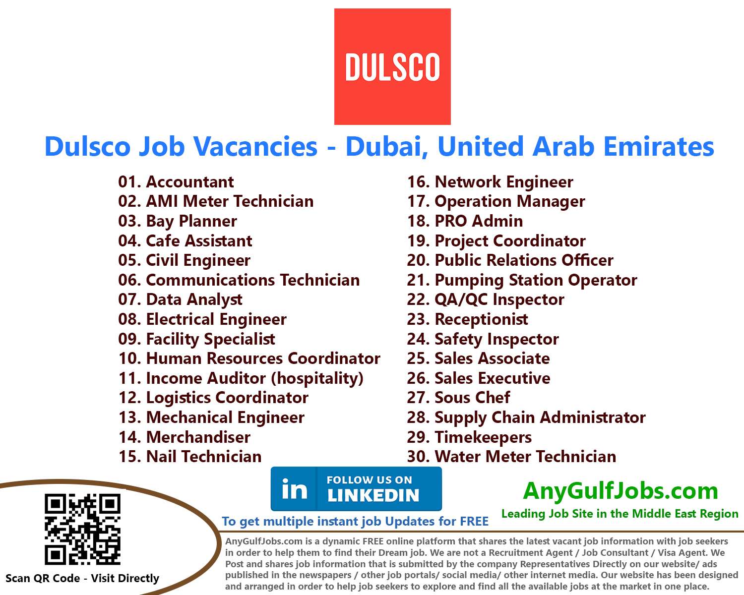 Dulsco Job Vacancies - Dubai, United Arab Emirates