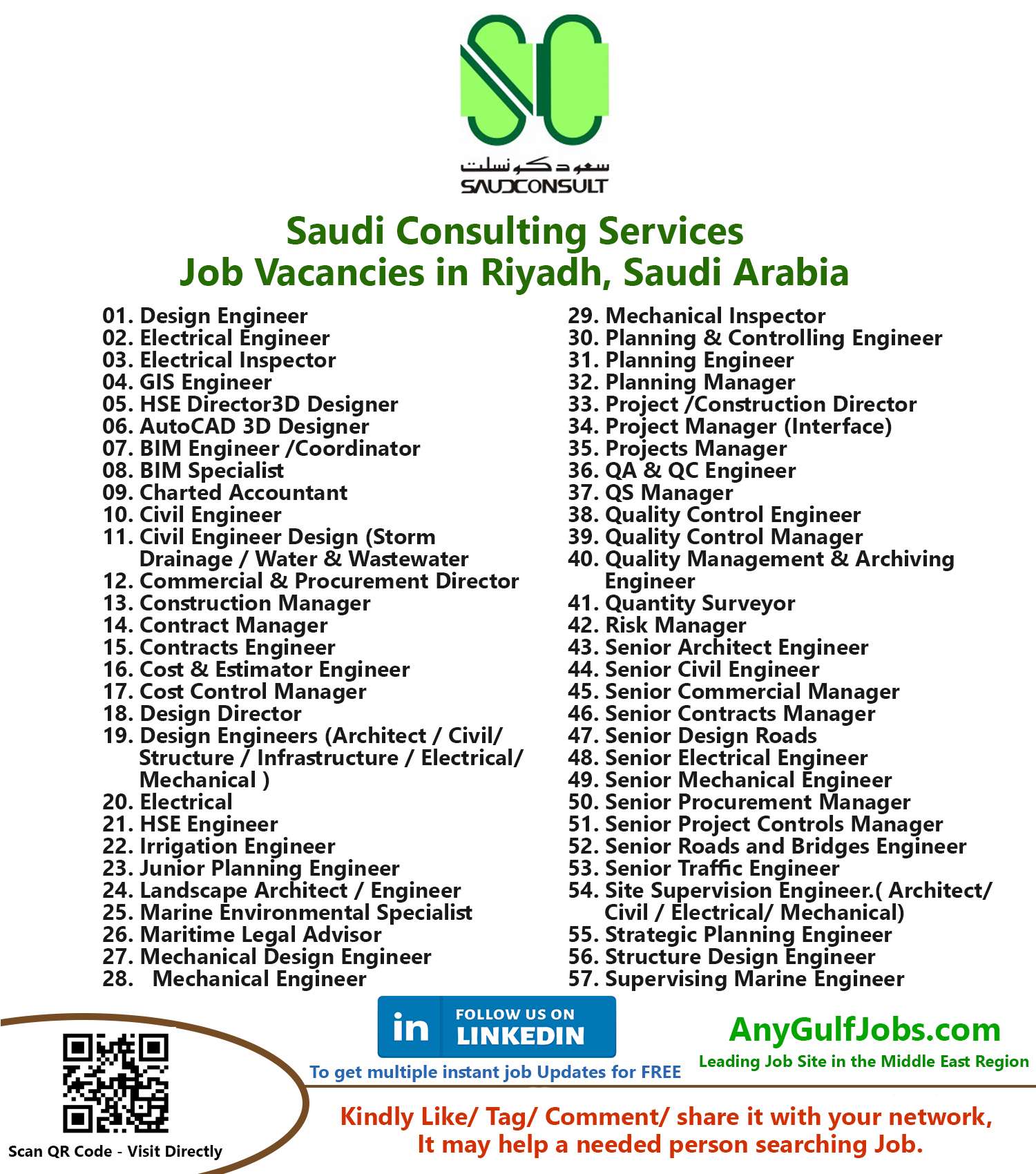 Saudi Consulting Services - SAUD CONSULT Job Vacancies in Riyadh, Saudi Arabia