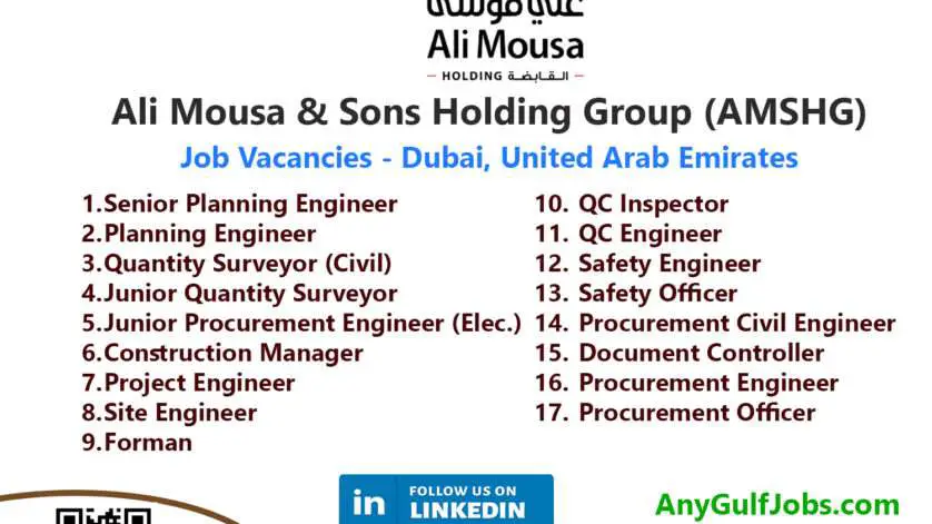 Ali Mousa & Sons Holding Group (AMSHG) Job Vacancies in Dubai, United Arab Emirates