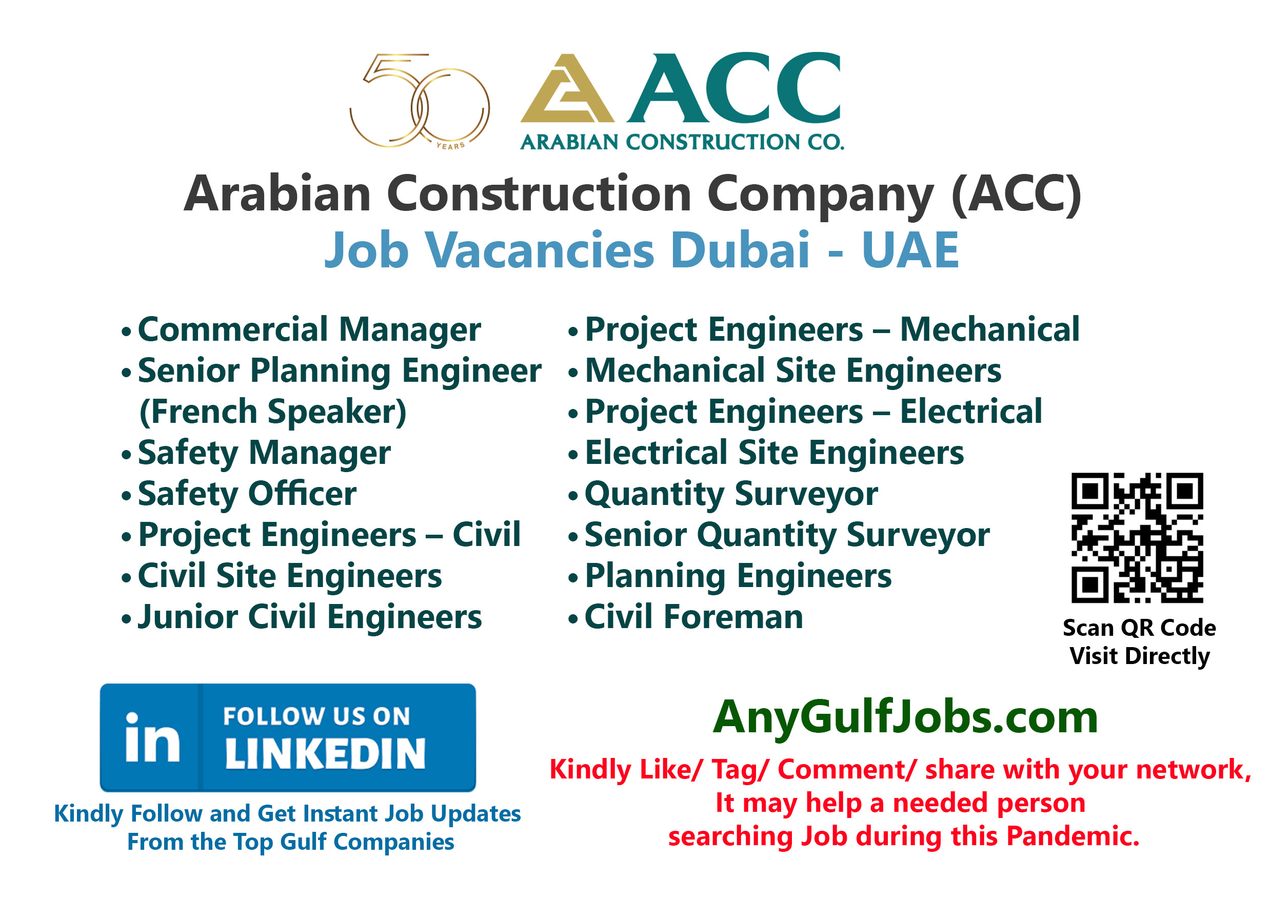 Arabian Construction Company (ACC) Job Vacancies in Dubai, United Arab Emirates