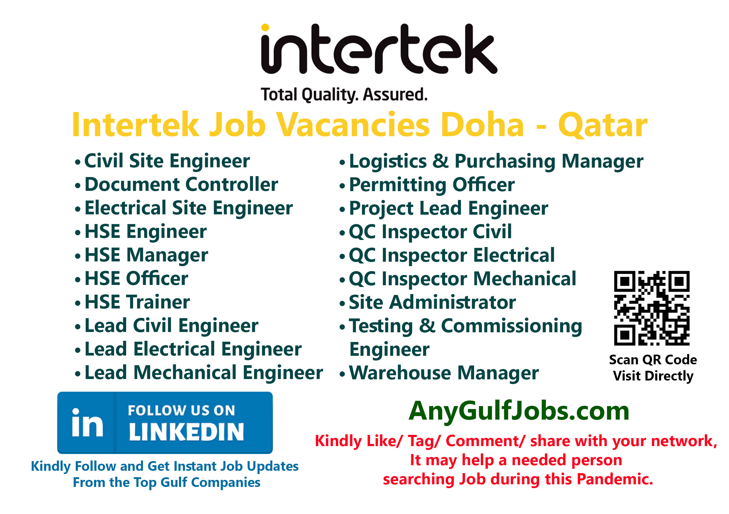 Intertek Job Vacancies in Doha, Qatar