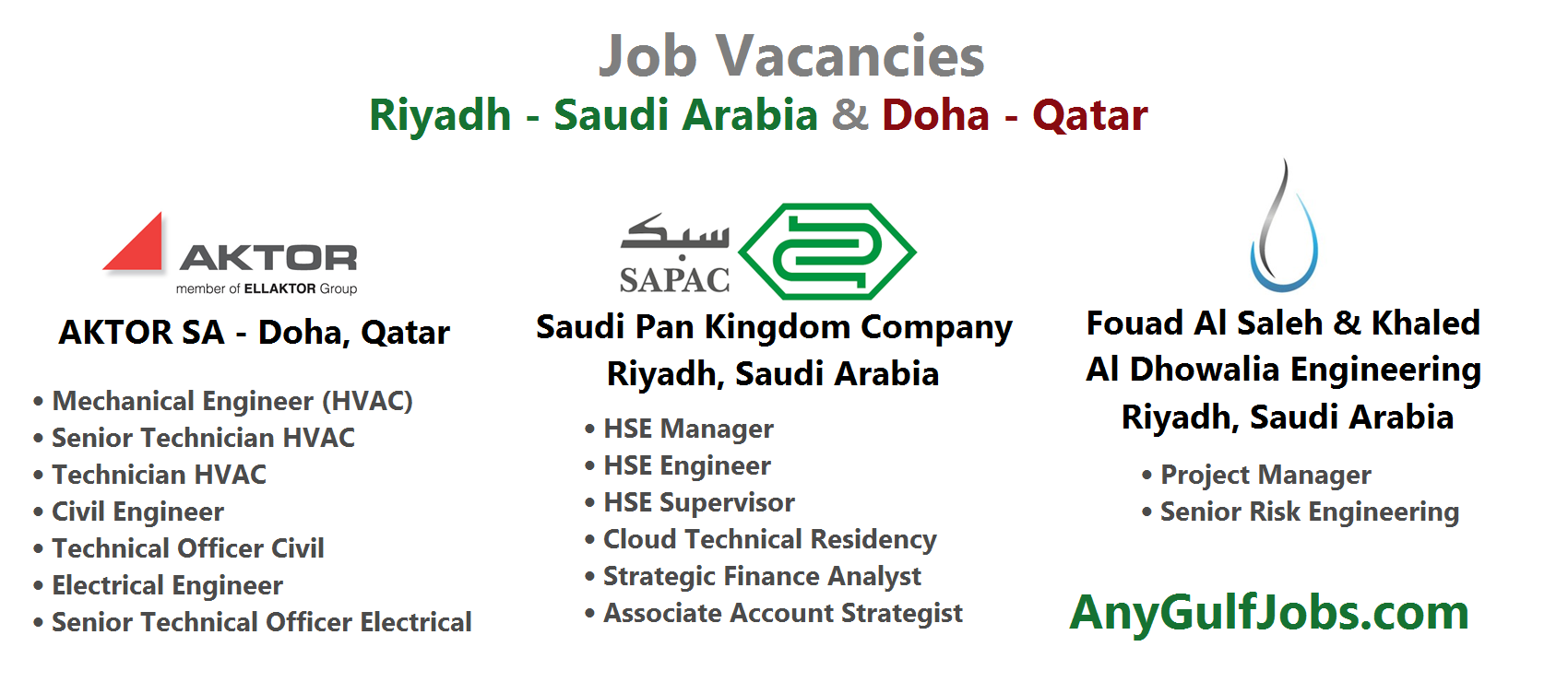 Fouad Al Saleh & Khaled Al Dhowalia Engineering Job Vacancies - Riyadh, Saudi Arabia - KSA