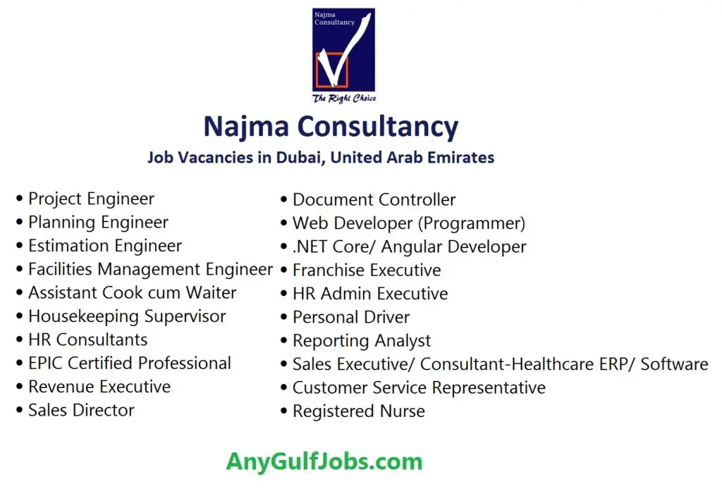 Najma Consultancy Job Vacancies in Dubai, United Arab Emirates