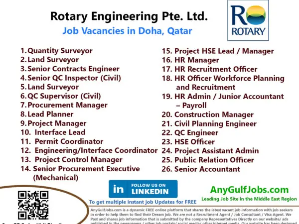 Rotary Engineering Pte. Ltd. Job Vacancies - Doha, Qatar