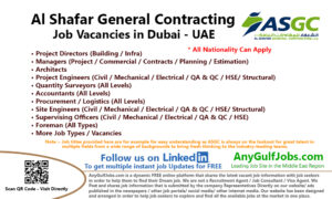 Al Shafar General Contracting Job Vacancies in Dubai, United Arab Emirates