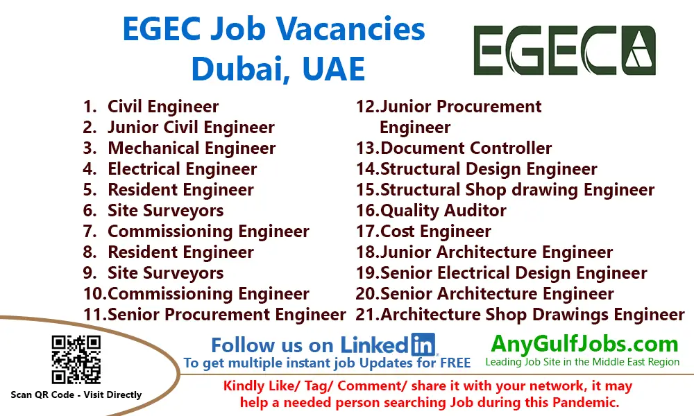 EGEC Job Vacancies in Dubai, United Arab Emirates