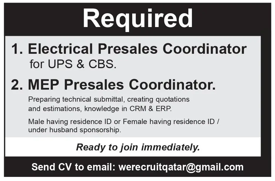MEP / Electrical Presales Coordinator 3 MEP / Electrical Presales Coordinator