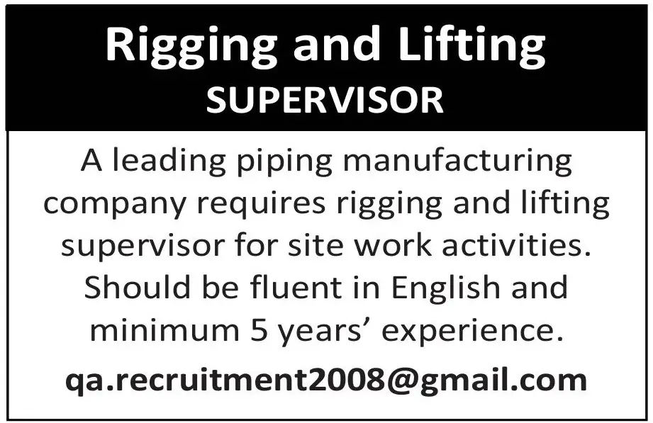 Rigging and Lifting Supervisor