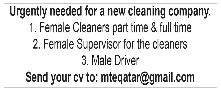 Urgently needed for a new cleaning company