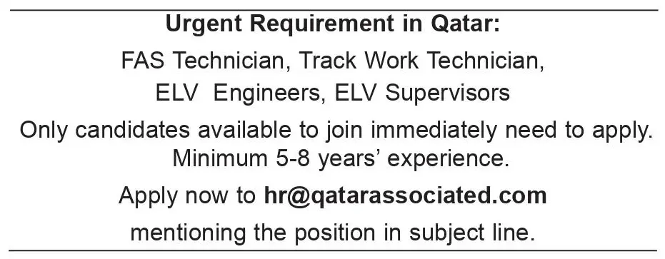 Qatar Construction Company Vacancies