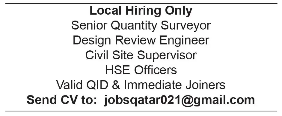 Qatar Construction Company Job Vacancies