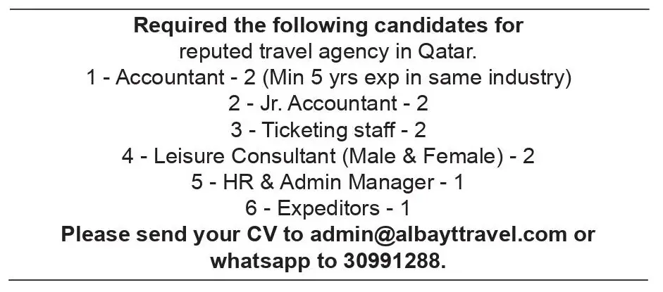 Travel Agency Job Vacancies