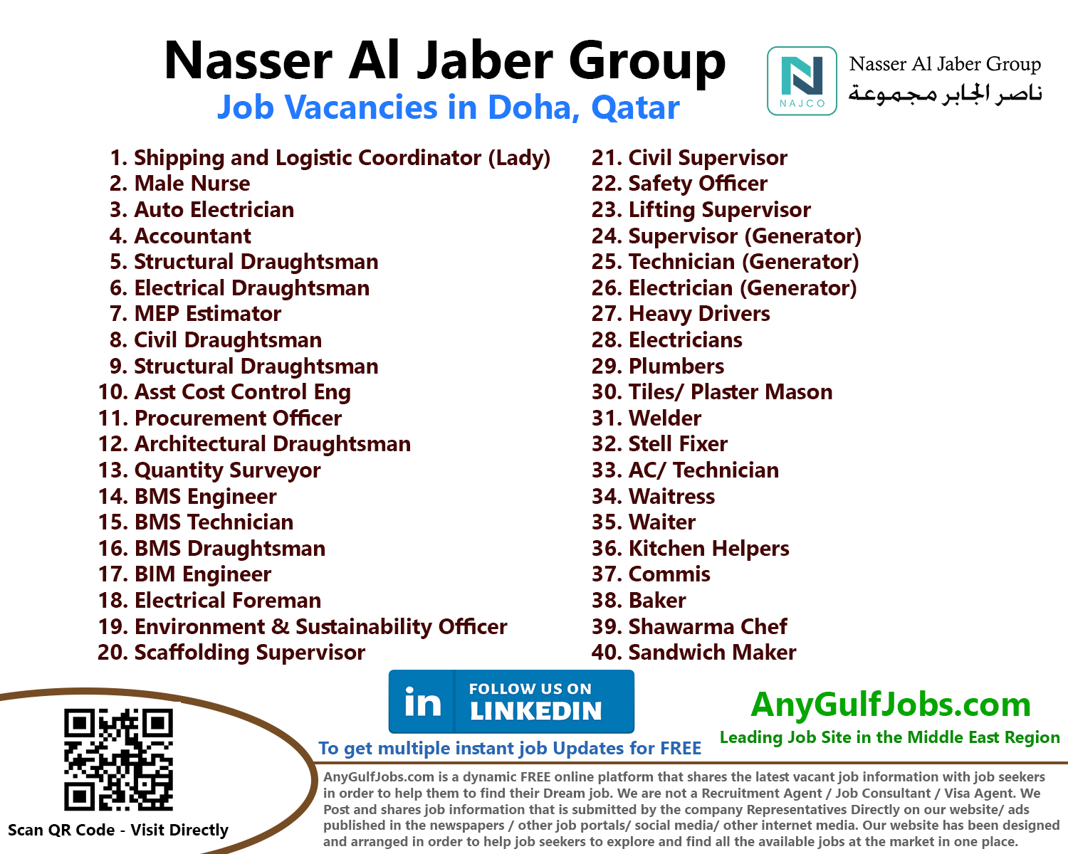 Nasser Al Jaber Group Job Vacancies in Qatar