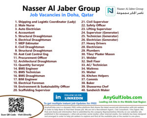 Nasser Al Jaber Group Job Vacancies in Qatar, And Also We are going to describe to you the ways to get a job in Nasser Al Jaber Group Qatar.