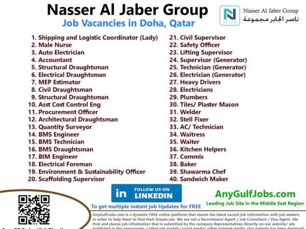 Nasser Al Jaber Group Job Vacancies in Qatar, And Also We are going to describe to you the ways to get a job in Nasser Al Jaber Group Qatar.