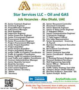 Star Services LLC – Oil and GAS Job Vacancies - Abu Dhabi, UAE