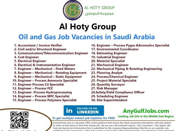 Al Hoty Group Oil and Gas Job Vacancies in Saudi Arabia