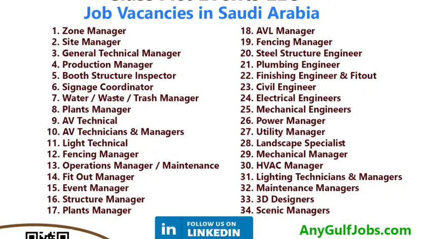 Class Act Events LLC Multiple Job Vacancies in Saudi Arabia