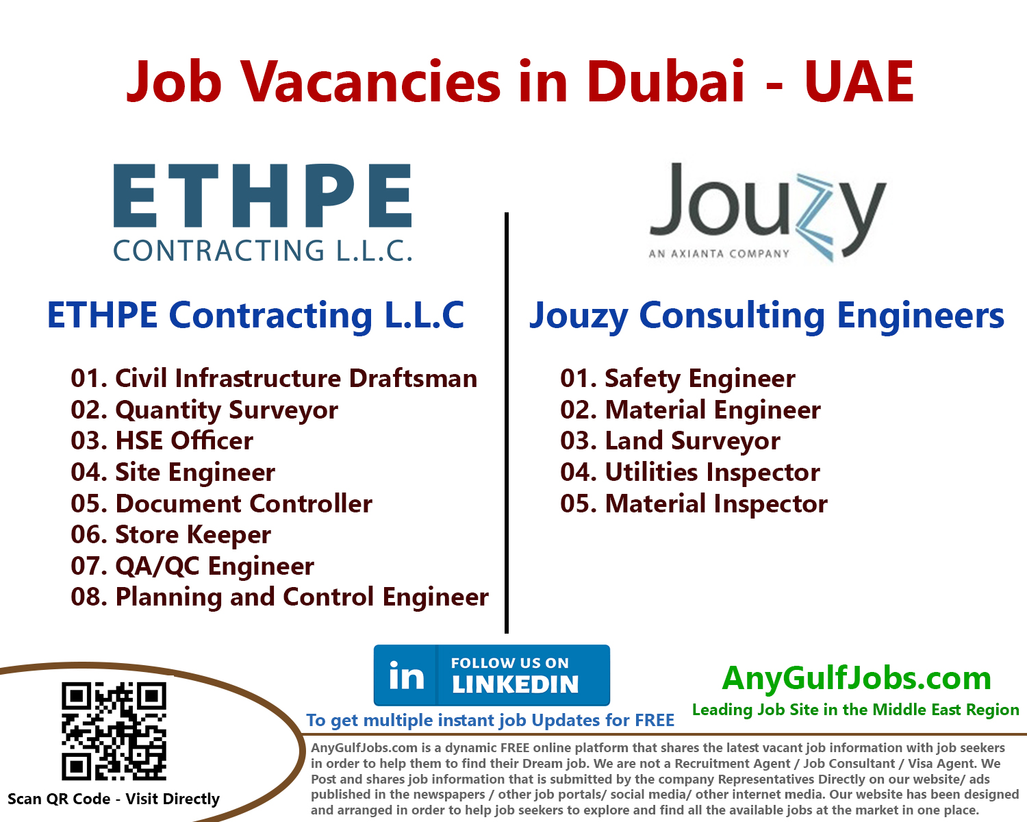 Jouzy Consulting Engineers Job Vacancies in Dubai - UAE Vacancies