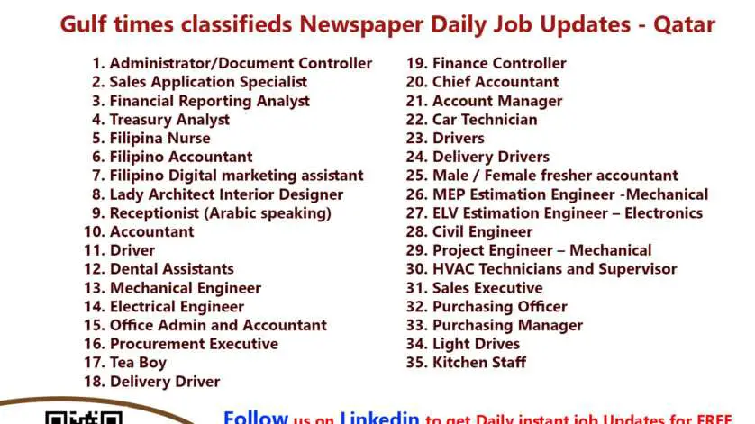 Gulf times classifieds Job Vacancies Qatar - 24 April 2022