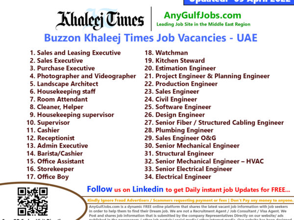 Buzzon Khaleej Times Job Vacancies United Arab Emirates - 09 April 2022