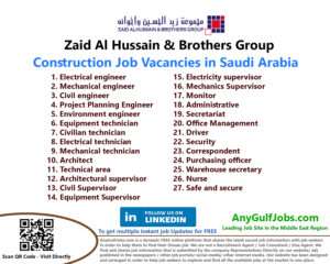 Zaid Al Hussain & Brothers Group Job Vacancies in Riyadh - Saudi Arabia