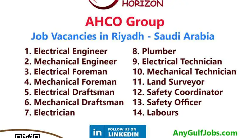 AHCO Group Job Vacancies in Riyadh - Saudi Arabia
