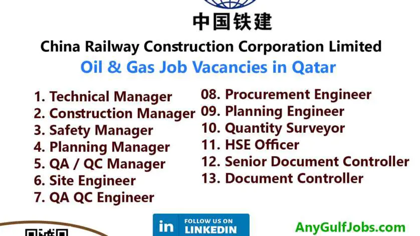 China Railway 18th Bureau Group Oil and Gas Job Vacancies in Qatar