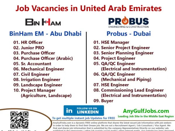 BinHam EM Job Vacancies – Abu Dhabi, UAE