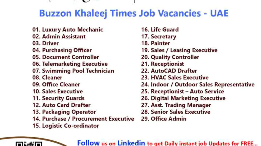 Buzzon Khaleej Times Job Vacancies United Arab Emirates – 15 May 2022