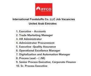 International Foodstuffs Co. LLC Job Vacancies - United Arab Emirates