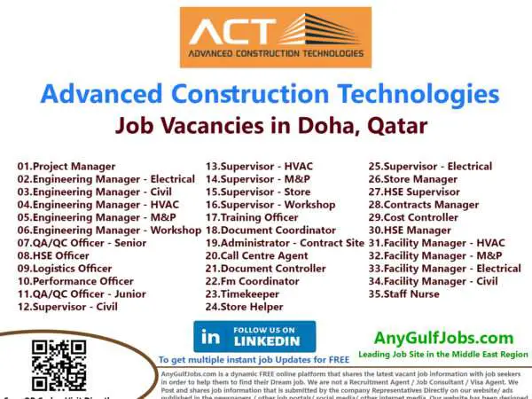 Advanced Construction Technologies Job Vacancies - Doha, Qatar