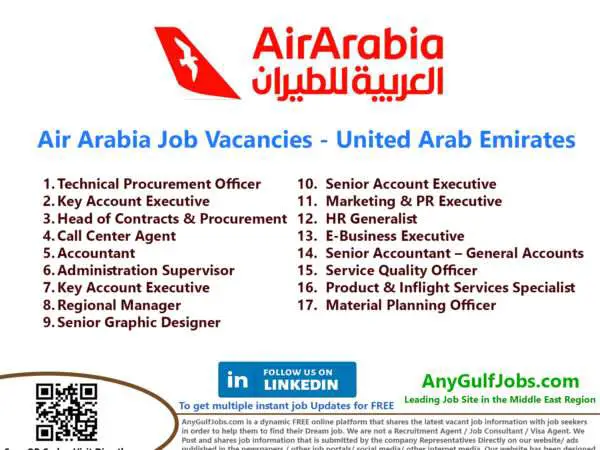 Air Arabia Job Vacancies - United Arab Emirates