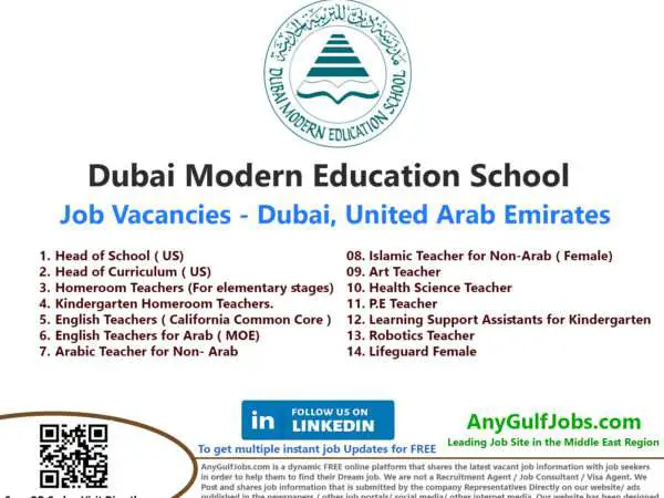 Dubai Modern Education School Job Vacancies - Dubai, United Arab Emirates